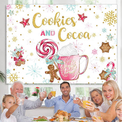 Lofaris Cookie and Cocoa Snowflake Cnady Christmas Backdrop for Party