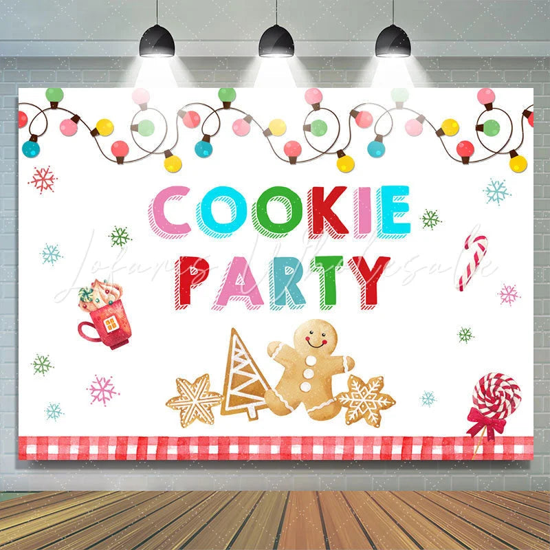 Lofaris Cookie Party Snowflake Christmas Tree Lights Backdrop