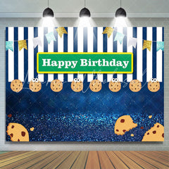 Lofaris Cookies And Glitter Navy Blue Backdrop For Birthday
