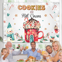 Lofaris Cookies and Hot Cocoa Cute Snowman Winter Backdrop
