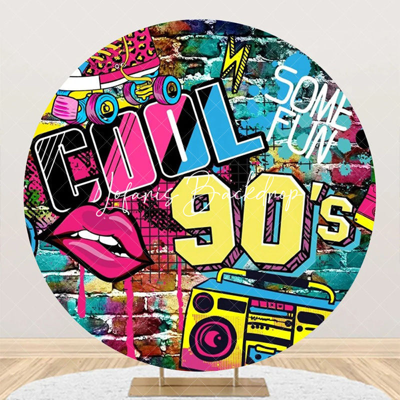 Lofaris Cool 90s Lip Disco Musical Round Backdrop For Party