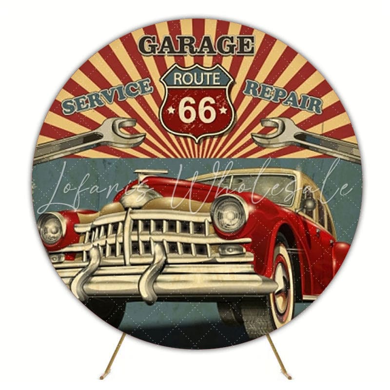 Cool Car Theme Round Backdrop For Kids Birthday Party Decor