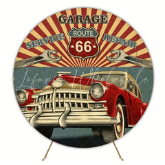 Cool Car Theme Round Backdrop For Kids Birthday Party Decor