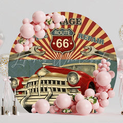 Cool Car Theme Round Backdrop For Kids Birthday Party Decor