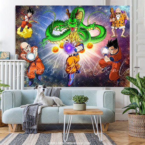 Lofaris Cool Dragon Galaxy Boys Birthday Party Backdrop