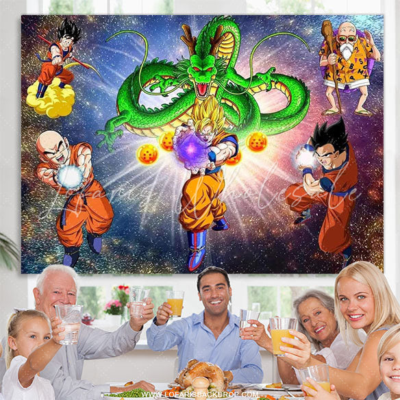 Lofaris Cool Dragon Galaxy Boys Birthday Party Backdrop