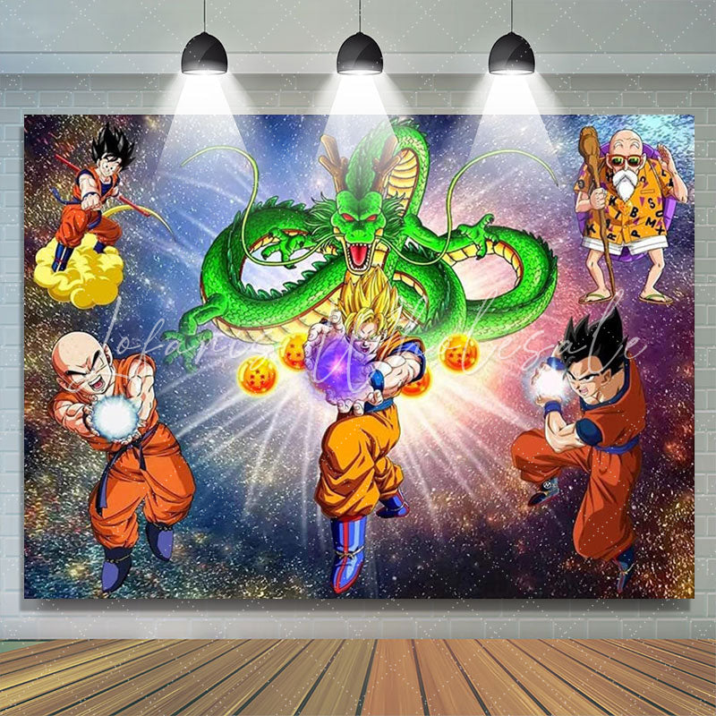 Lofaris Cool Dragon Galaxy Boys Birthday Party Backdrop