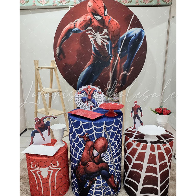 Lofaris Cool Spiderman Round Birthday Party Backdrop Kit For Boy