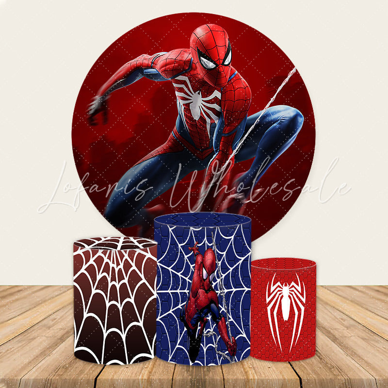 Lofaris Cool Spiderman Round Birthday Party Backdrop Kit For Boy