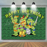 Lofaris Cool Turtle Warriors Green Birthday Party Backdrop