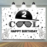 Lofaris Cool Two Black White Happy 2nd Birthday Backdrop