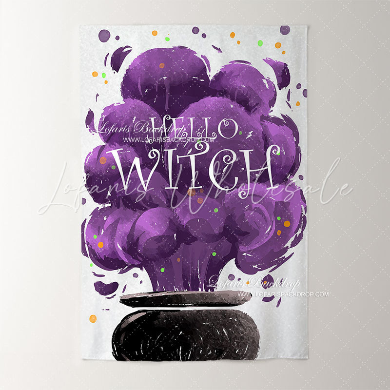 Lofaris Hello Witch Purple Magic Smoke Baby Shower Backdrop