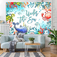 Lofaris Coral Whale Fish Under The Sea Birthday Backdrop
