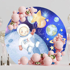 Cosmic Beautiful Astronaut Round Backdrop for Kids Party