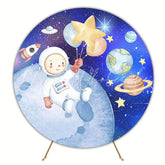 Cosmic Beautiful Astronaut Round Backdrop for Kids Party
