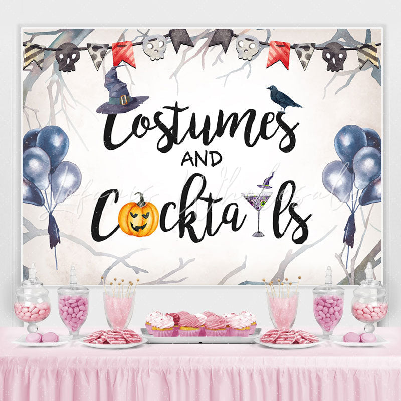 Lofaris Costumer and Cocktails Bule Balloon Halloween Backdrop