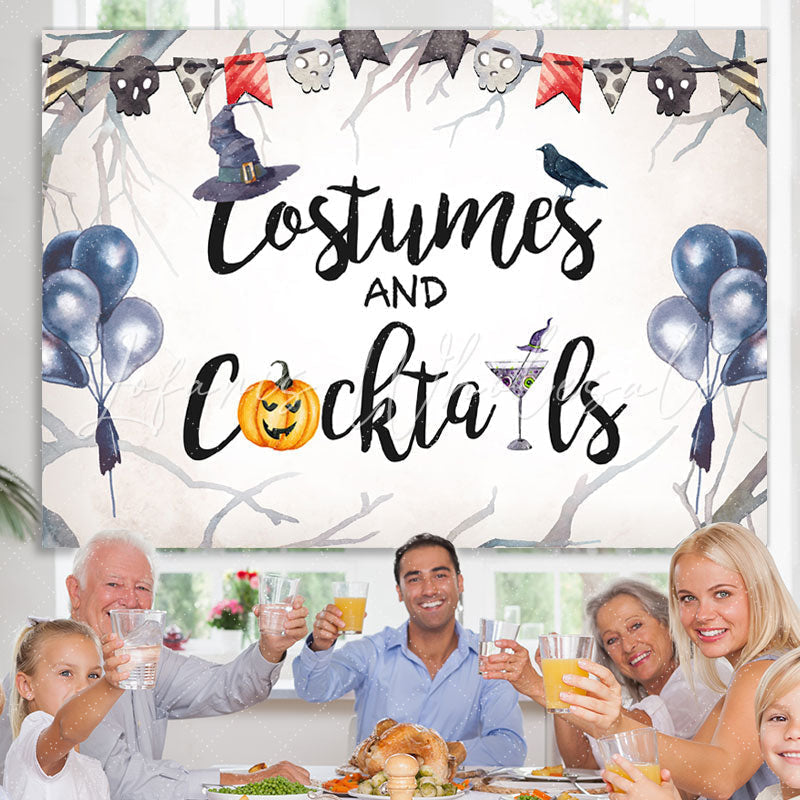 Lofaris Costumer and Cocktails Bule Balloon Halloween Backdrop