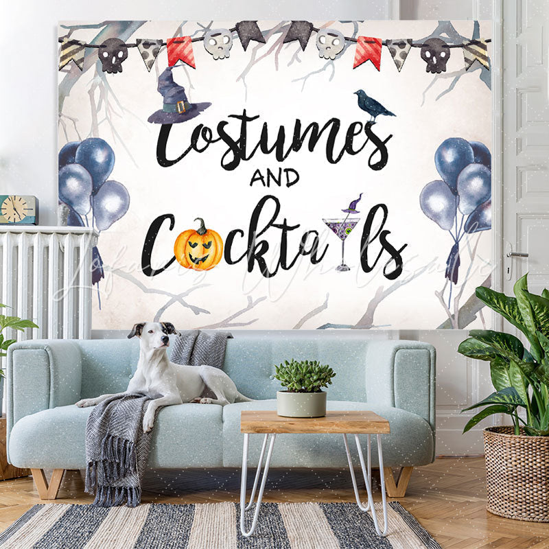 Lofaris Costumer and Cocktails Bule Balloon Halloween Backdrop