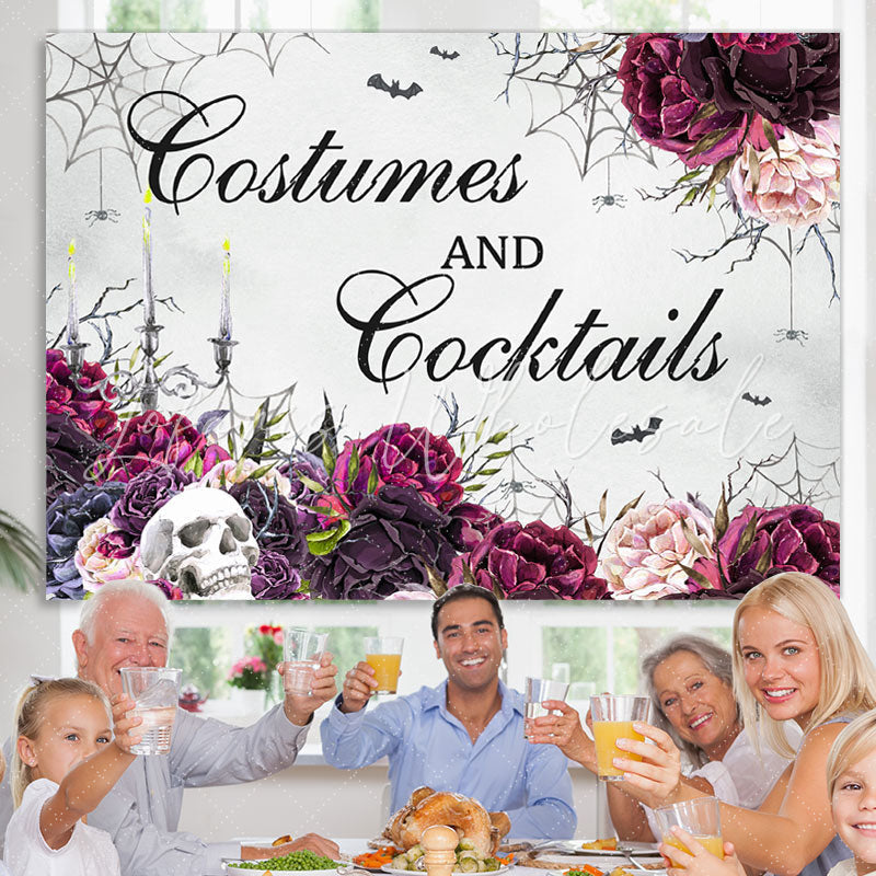Lofaris Costumer and Cocktails Skeleton Halloween Backdrop