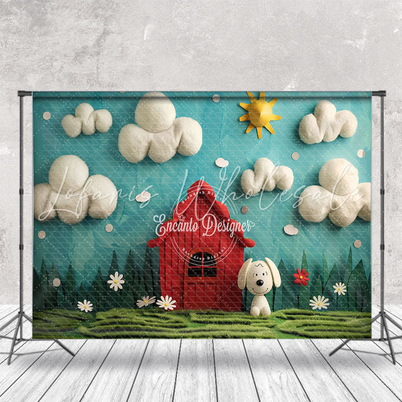 Cotton Cloud Red House Dog Snoopy Cake Smash Backdrop