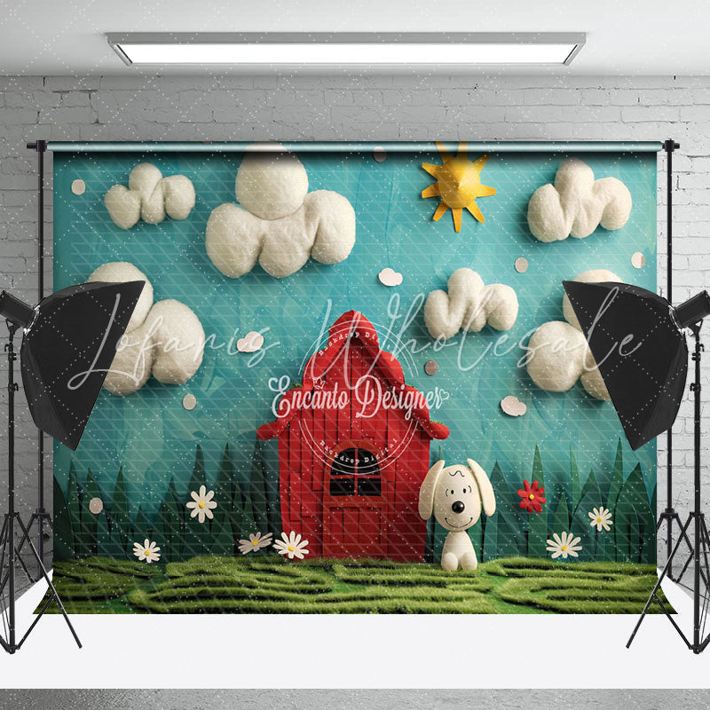 Cotton Cloud Red House Dog Snoopy Cake Smash Backdrop
