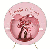 Couples Meeting Pink Round Backdrop for Romantic Event
