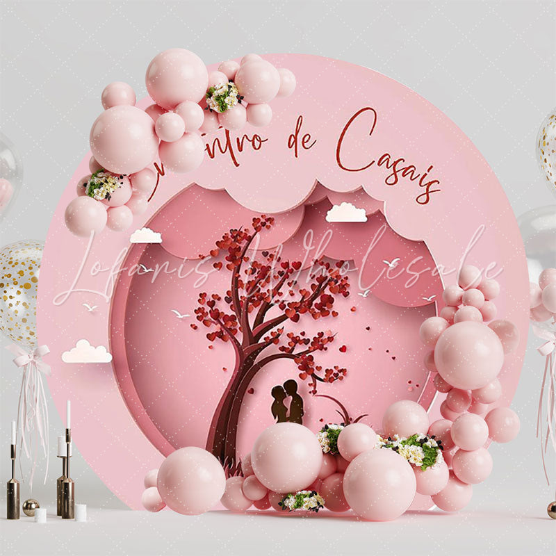 Couples Meeting Pink Round Backdrop for Romantic Event