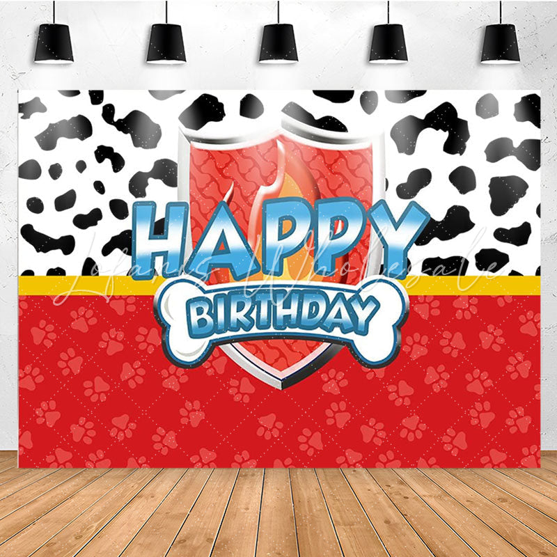Lofaris Cow Pattern Dog Footprint Birthday Backdrop For Kids