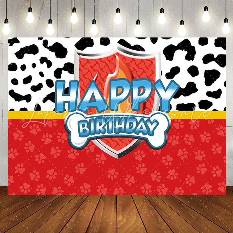 Lofaris Cow Pattern Dog Footprint Birthday Backdrop For Kids