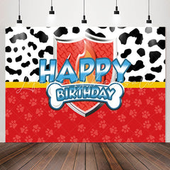 Lofaris Cow Pattern Dog Footprint Birthday Backdrop For Kids