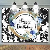 Lofaris Cow Pattern Floral Sweet Happy Birthday Backdrop