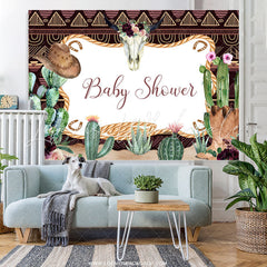 Lofaris Cowboy And Green Cactus Baby Shower Backdrop For Boy