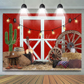 Lofaris Cowboy Fram With Red Door Theme Happy Birthday Backdrop