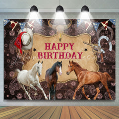 Lofaris Cowboy Horses Cool Happy Birthday Backdrop For Males