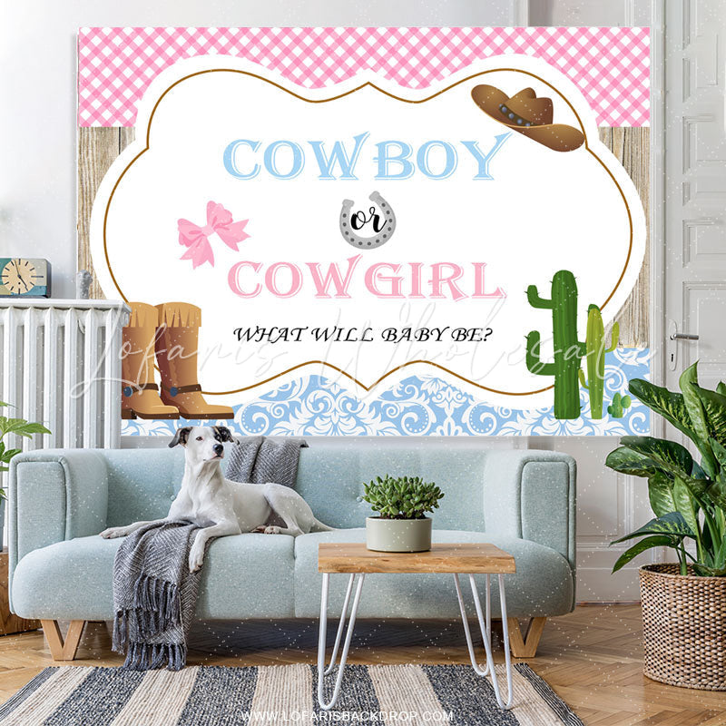 Lofaris Cowboy Or Cowgirl What Will Be Baby Shower Backdrop