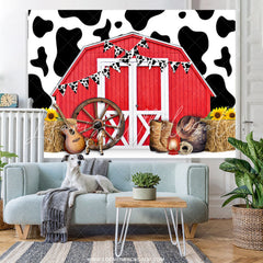 Lofaris Cowboy Red Farm With Horse Sunflowers Birthday Backdrop