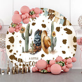 Lofaris Cowboy Sand Cactus Retro Round Baby Shower Backdrop