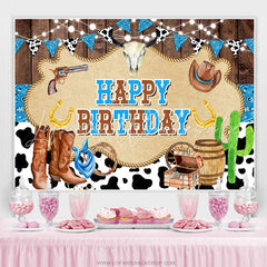 Lofaris Cowboy Treasure Blue Venture Happy Birthday Backdrop