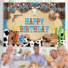 Lofaris Cowboy Treasure Blue Venture Happy Birthday Backdrop