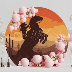 Cowgirl Round Backdrop for Western Themed Party