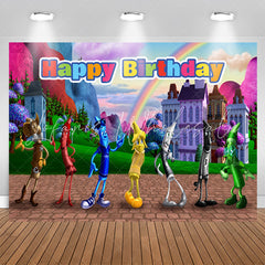 Lofaris Crayon Rainbow Cartoon Kits Happy Birthday Backdrop