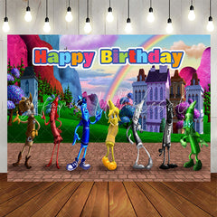 Lofaris Crayon Rainbow Cartoon Kits Happy Birthday Backdrop