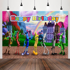 Lofaris Crayon Rainbow Cartoon Kits Happy Birthday Backdrop