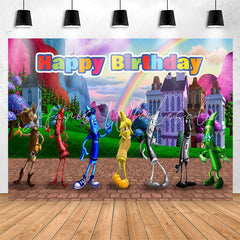 Lofaris Crayon Rainbow Cartoon Kits Happy Birthday Backdrop
