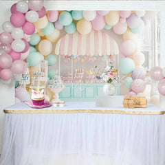Create Pastel Balloon Dessert Cart Birthday Backdrop Whimsical Party Decor for Cake Smash Photoshoot