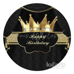 Lofaris Crown Black Gold Diamond Round Birthday Backdrop