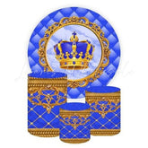 Crown Themed Round Backdrop and Cylinders Kit for Parties