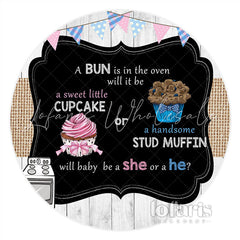 Lofaris Cupcake Or Stud Muffin Circle Baby Shower Backdrop