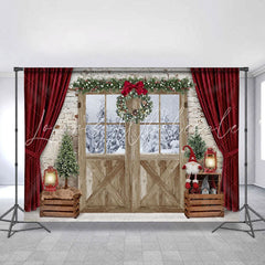Lofaris Curtain Christmas Wreath Backdrop For Party