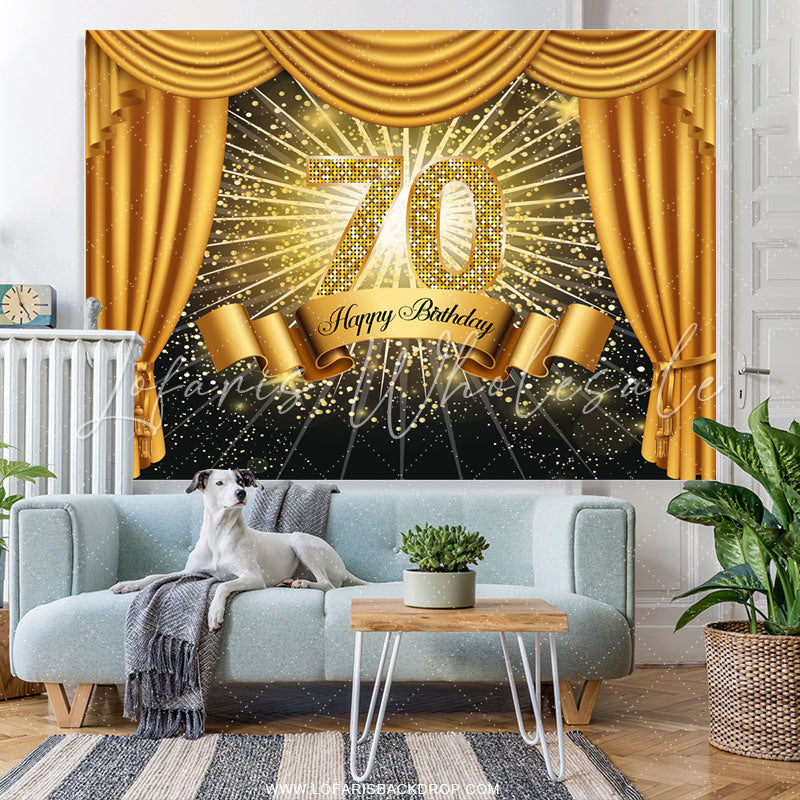 Lofaris Curtain Glitter 70 Simple Happy Birthday Backdrop